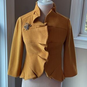 Anthropologie Tabitha Golden Ruffle Blazer